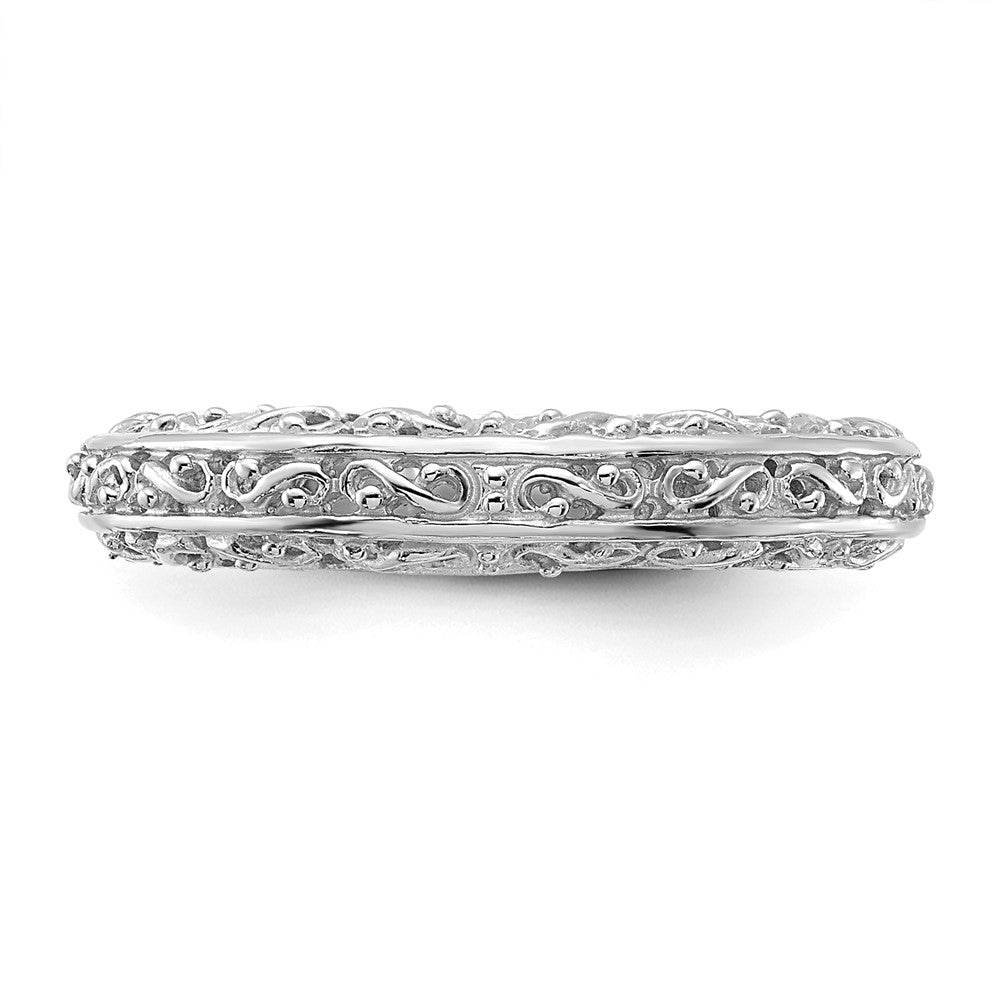 14k White Gold 3mm Filigree Wedding Band