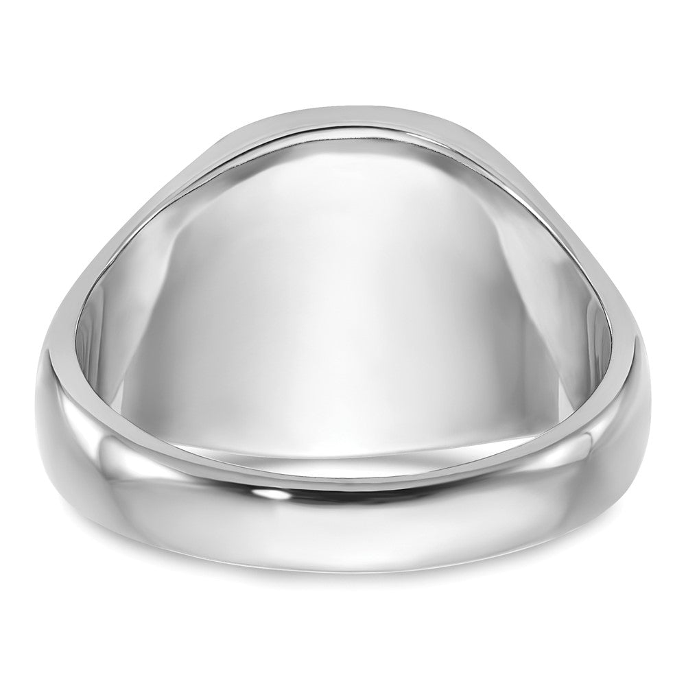 14k White Gold Men's Polished and Grooved with Black Enamel Masonic Ring