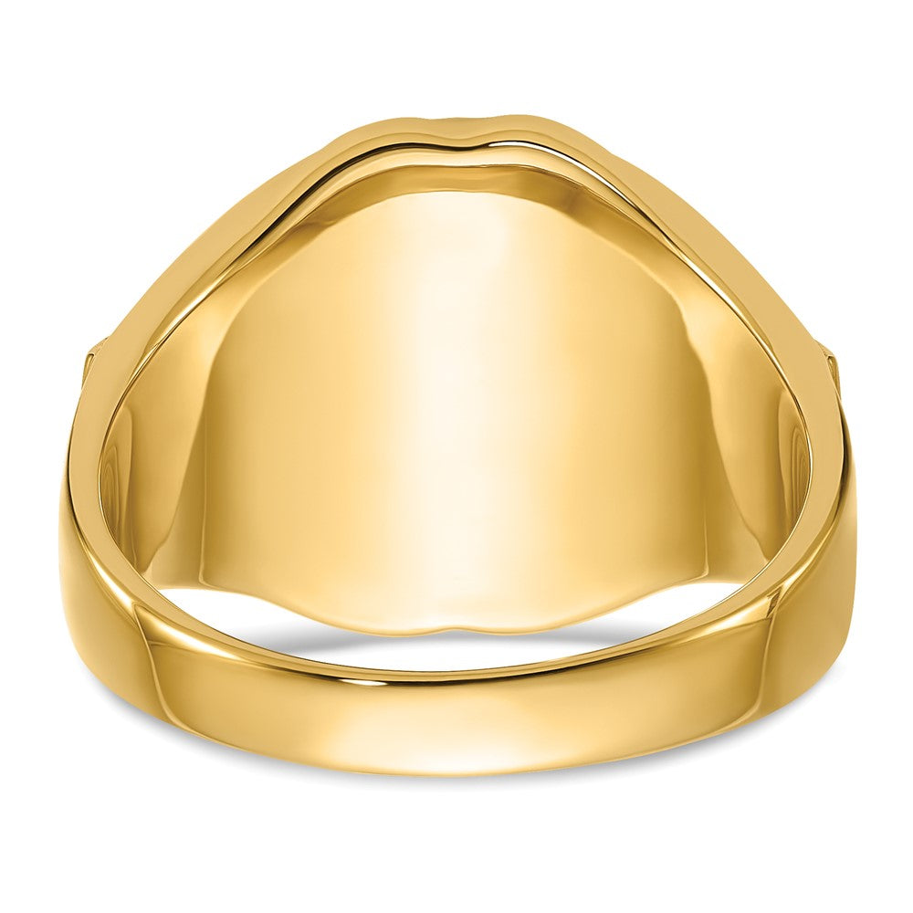 14k Men's Polished, Antiqued and Textured with Synthetic Blue Spinel Masonic Ring