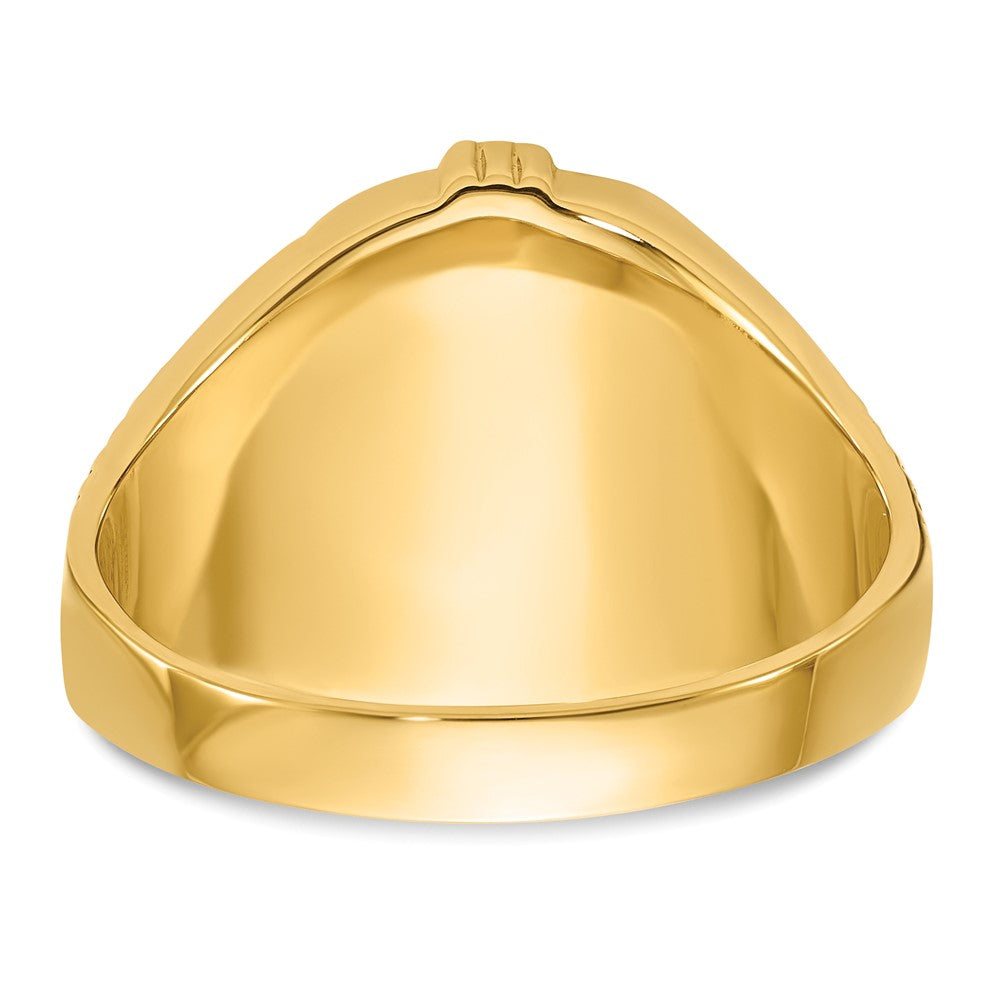 14k Men's Polished, Antiqued and Textured with Onyx Masonic Ring