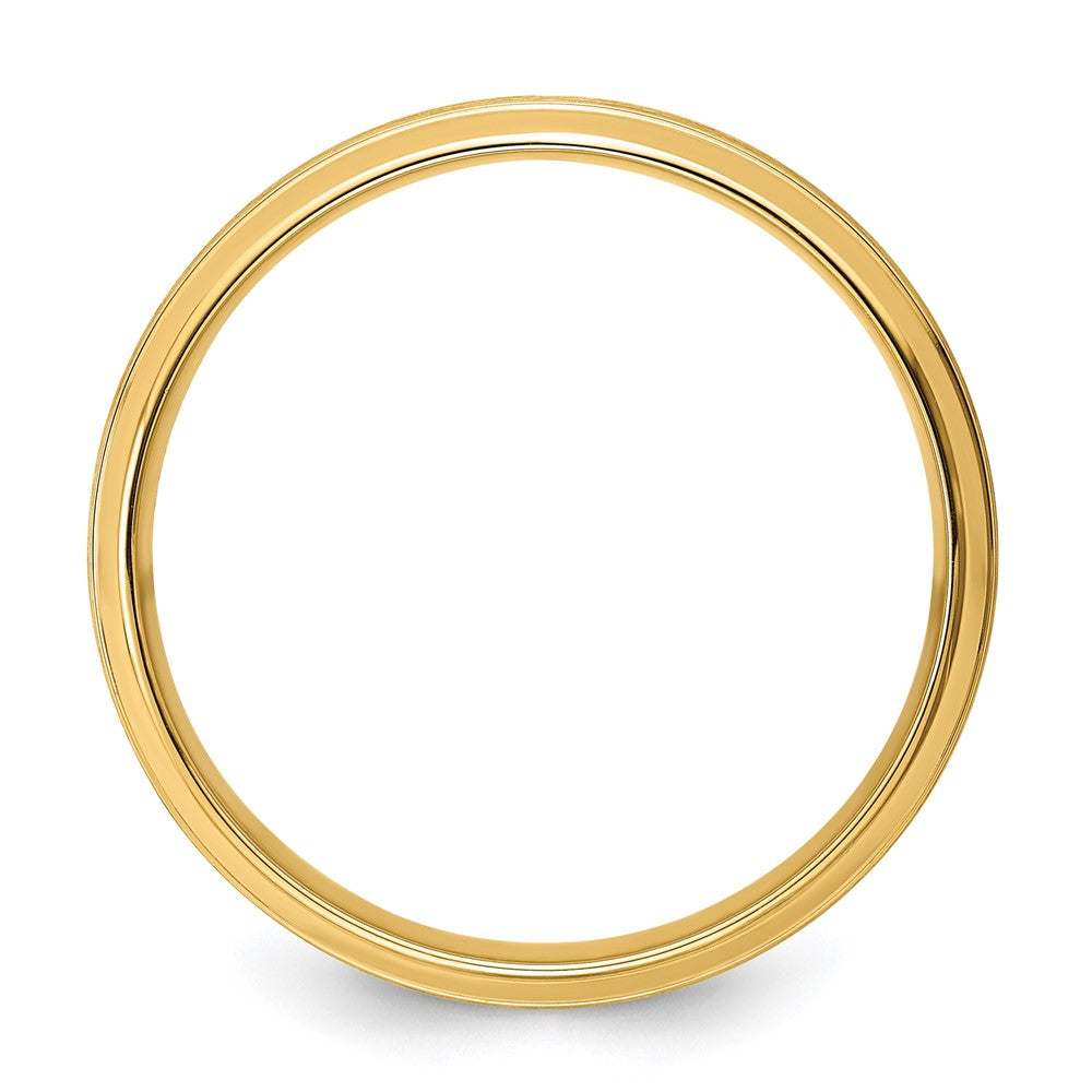14k Yellow Gold 6mm Standard Weight Comfort Fit Brushed Satin Line Edge Wedding Band Size 10.5