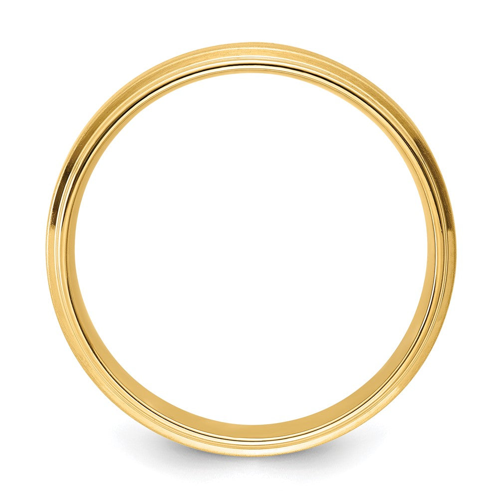 14k Yellow Gold 6mm Lightweight Comfort Fit Brushed Satin/Polished Stepped Edge Wedding Band Size 8
