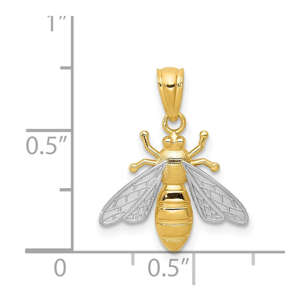 14k w/Rhodium Bee Pendant