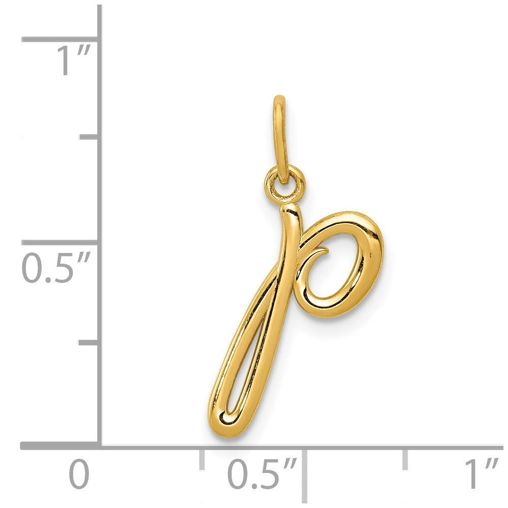 14k Yellow Gold Letter P Initial Charm