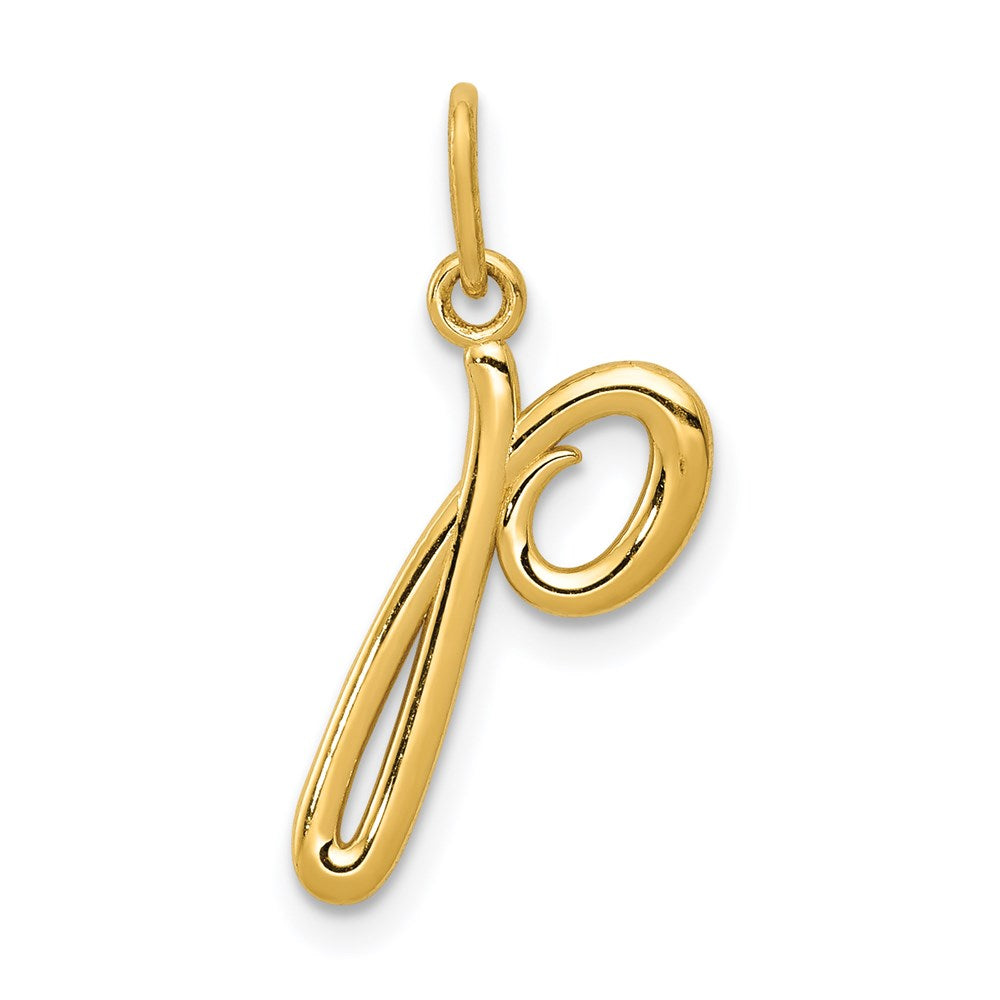 14k Yellow Gold Letter P Initial Charm