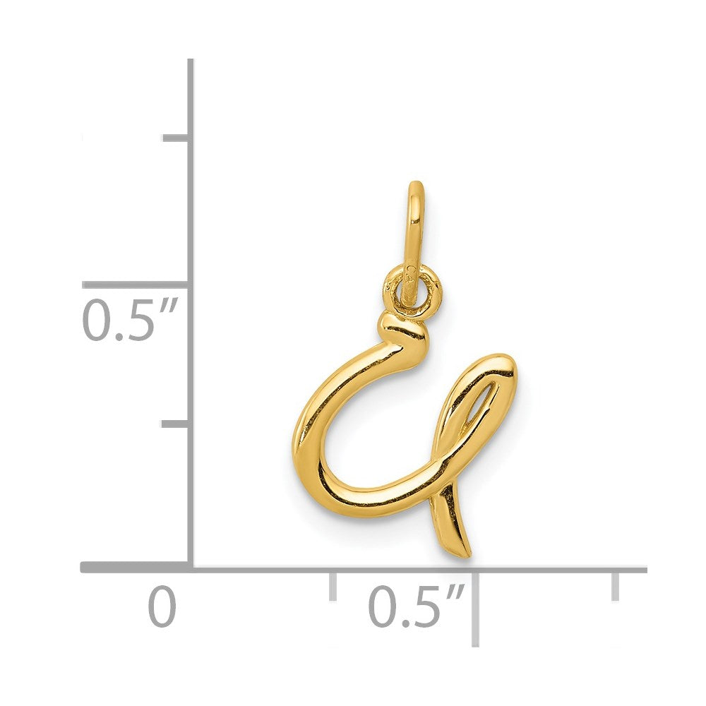 14k Yellow Gold Letter U Initial Charm