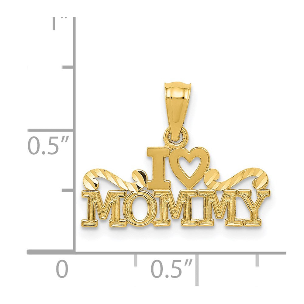14k Yellow Gold I Heart Mommy Pendant