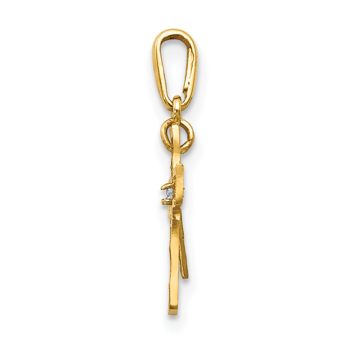 14k CZ Diamond-cut Cross Childrens Pendant