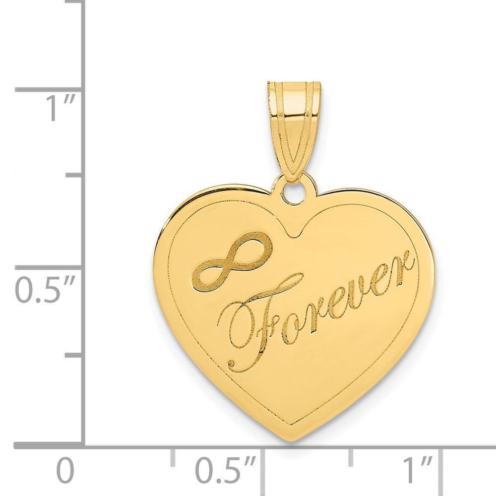 14k Infinity FOREVER Laser Cut Charm Heart Pendant