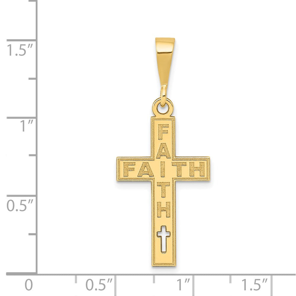 14K Laser Cut FAITH Cross Charm
