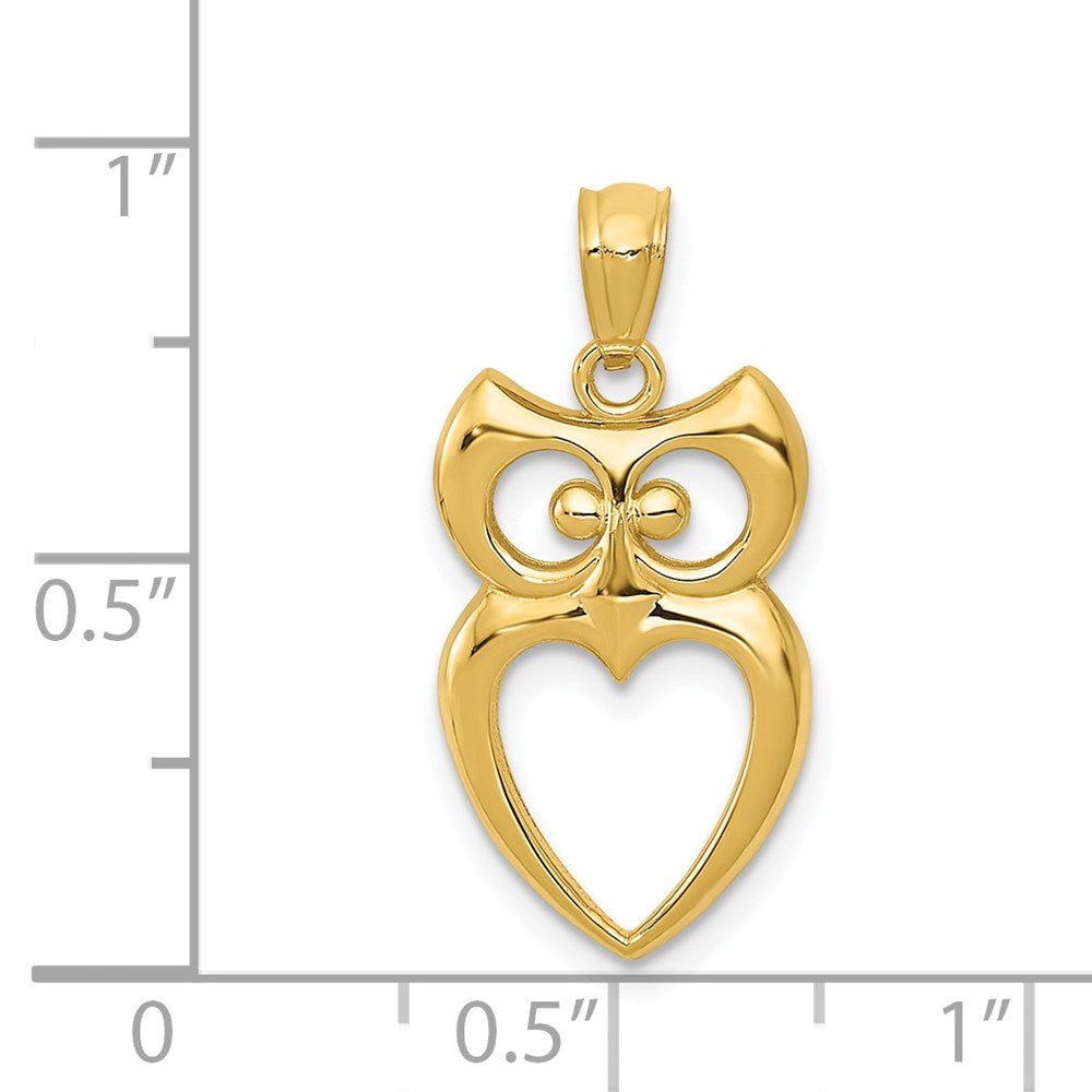 14k Gold Polished Cut-out Owl Pendant