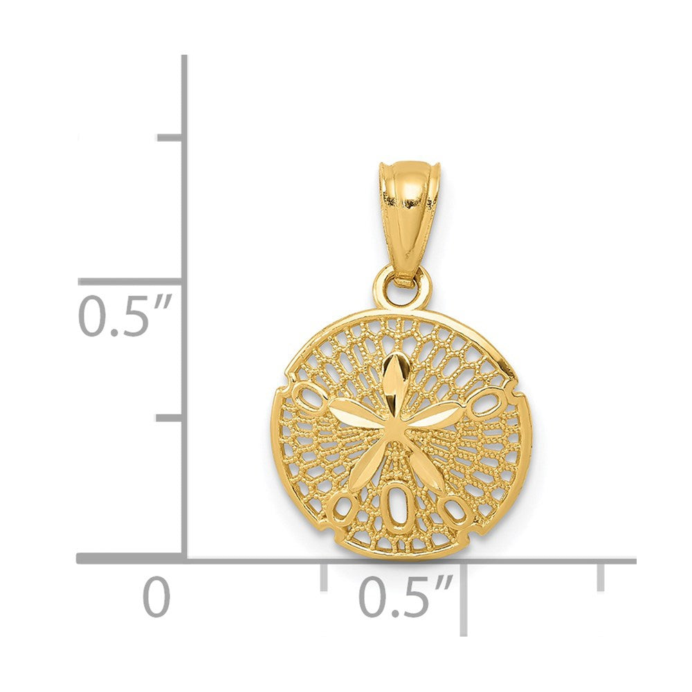 14k Gold Polished Filigree Sand Dollar Pendant