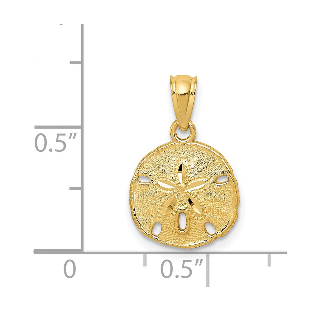 14K Gold Polished and Textured Sand Dollar Pendant