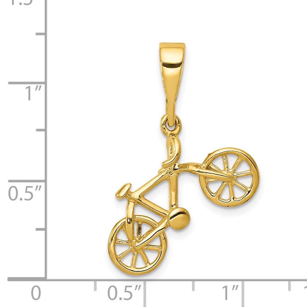 14kt Yellow Gold Polished 3D Bicycle Pendant