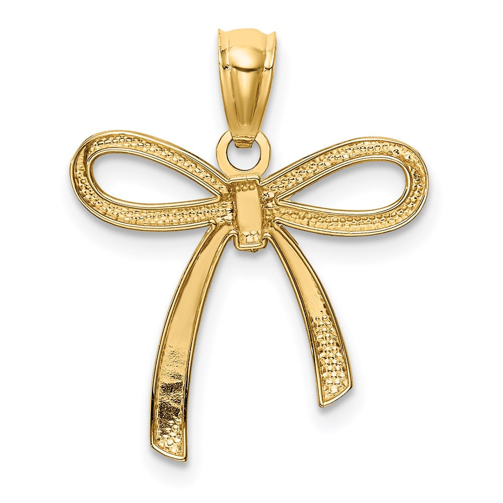 14k Gold Polished Small Ribbon Bow Pendant