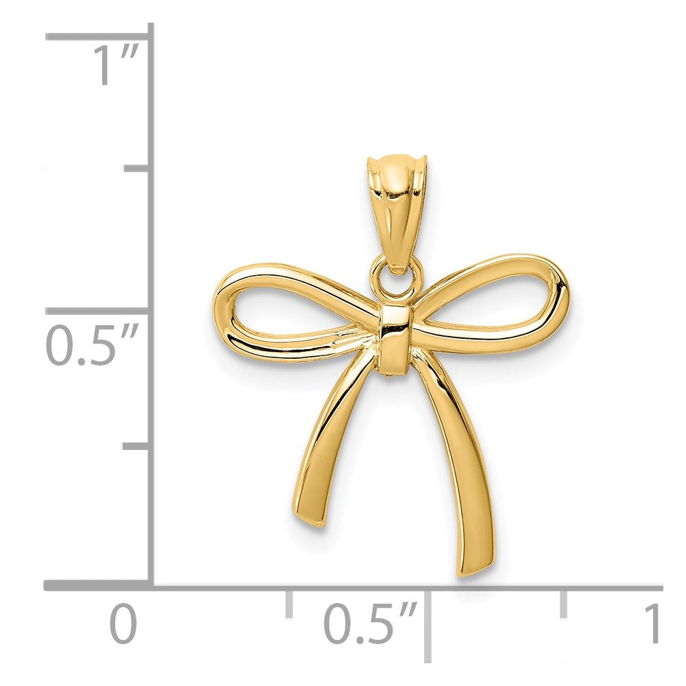 14k Gold Polished Small Ribbon Bow Pendant