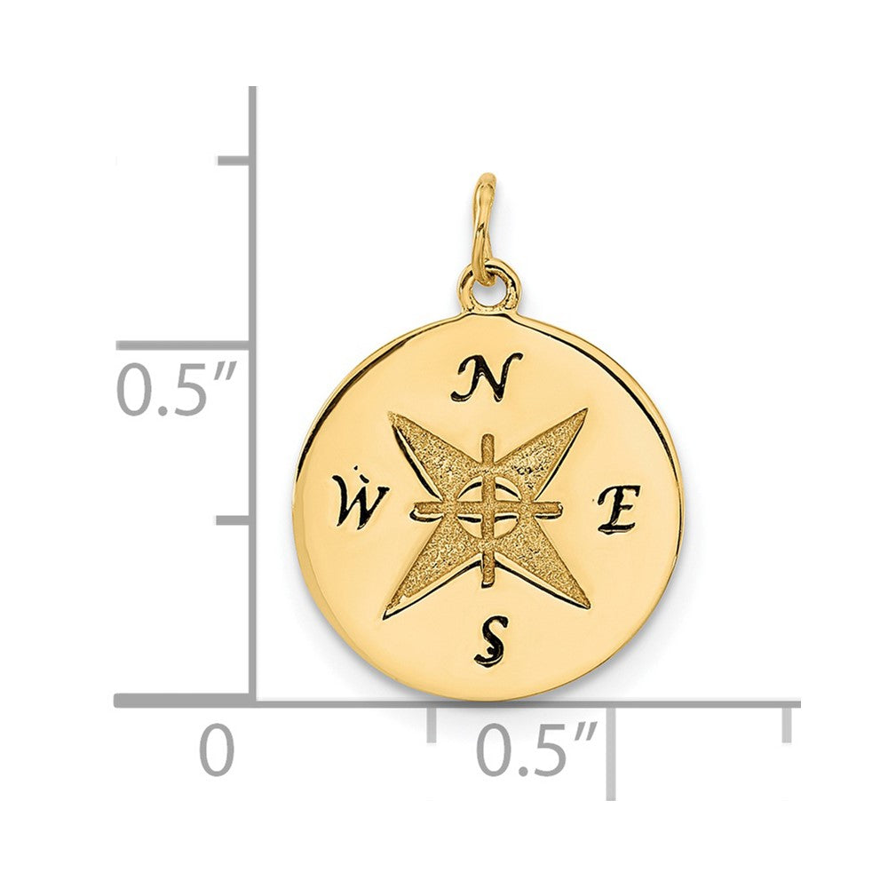 14k Antiqued Compass Pendant