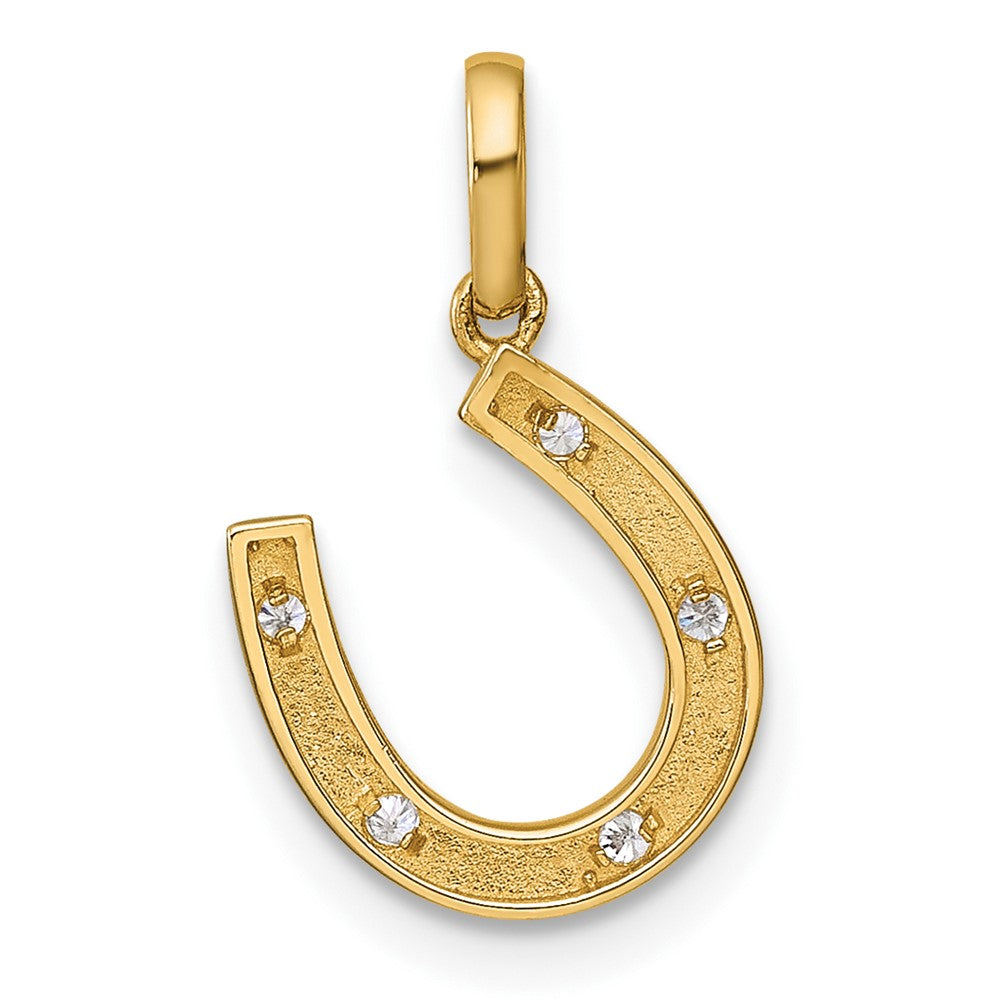 14k Childrens CZ Horseshoe Pendant