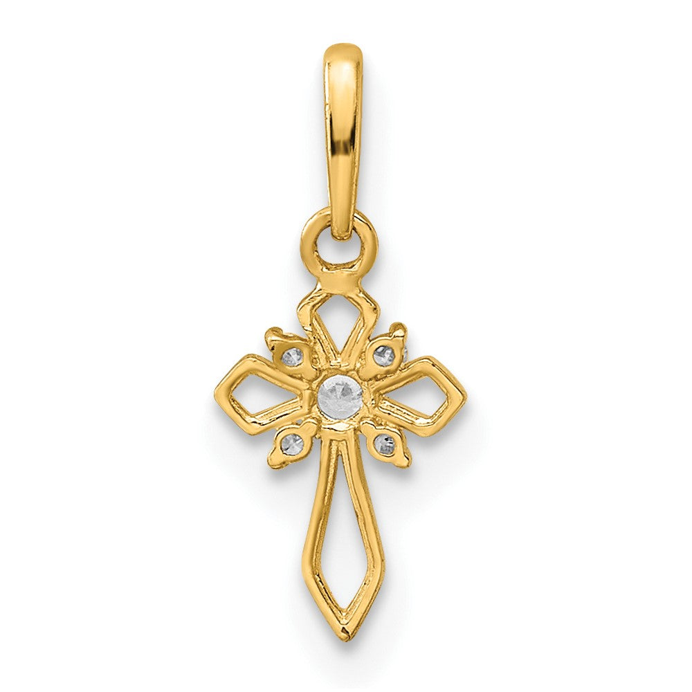 14k Childrens Fancy CZ Cross Pendant