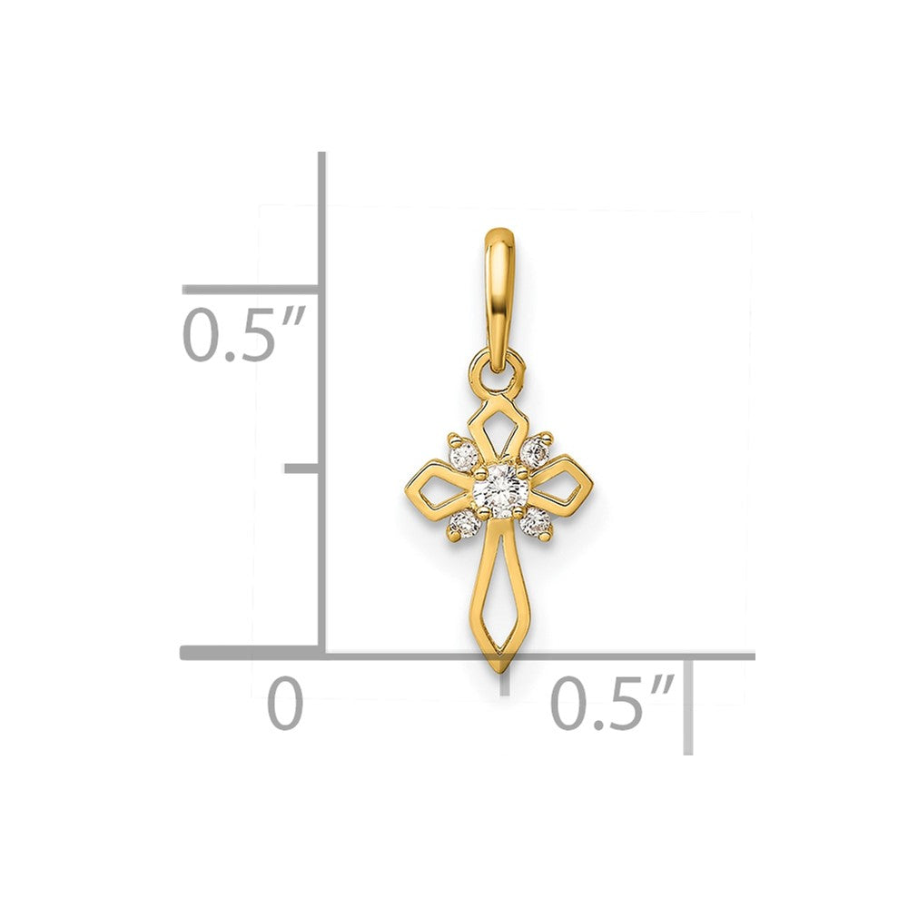 14k Childrens Fancy CZ Cross Pendant