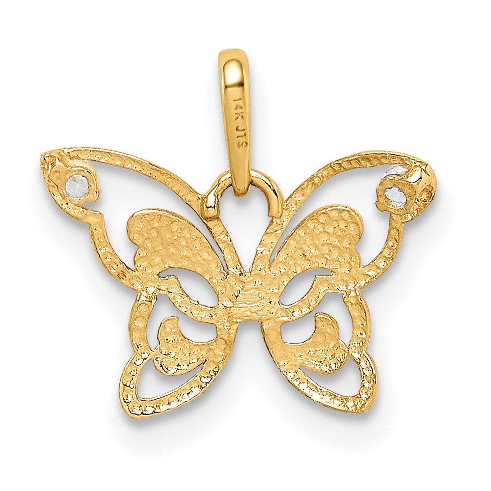 14k Polished CZ Butterfly Pendant