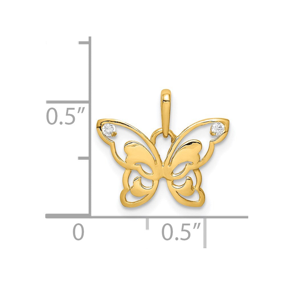 14k Polished CZ Butterfly Pendant
