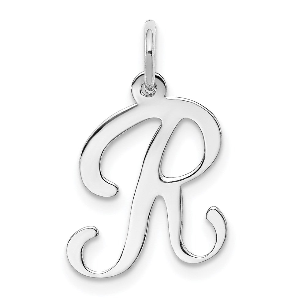 14KW White Gold Script Letter R Initial Charm