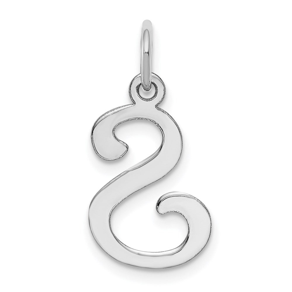 14KW White Gold Script Letter S Initial Charm