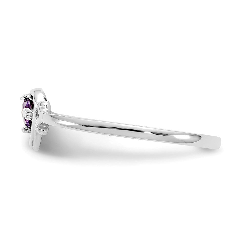 14K White Gold Amethyst Birthstone Heart Ring