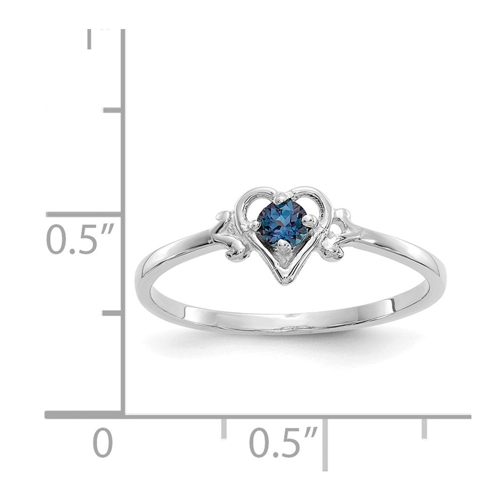 14K White Gold Synthetic Alexandrite Birthstone Heart Ring