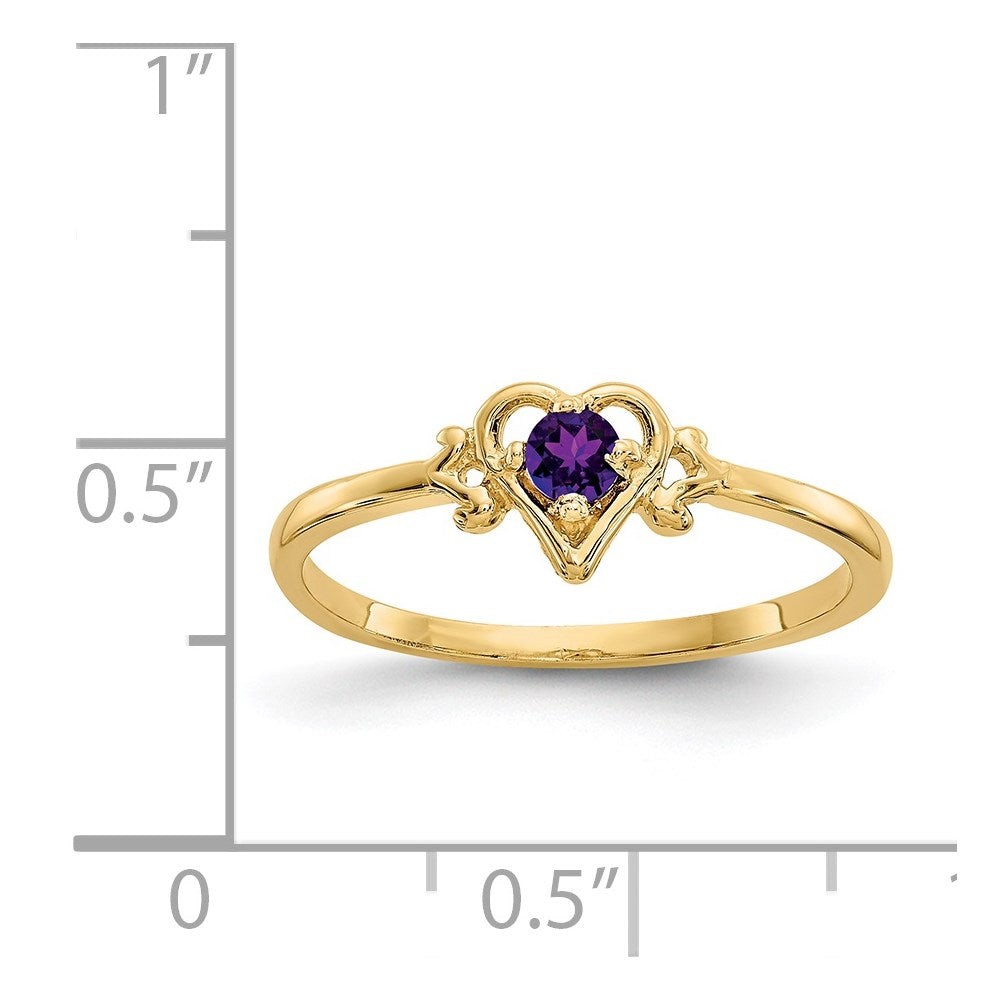 14K Amethyst Birthstone Heart Ring