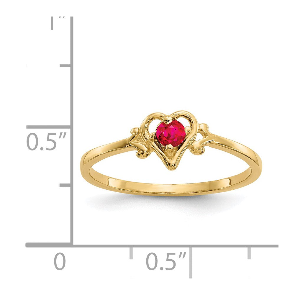 14K Ruby Birthstone Heart Ring