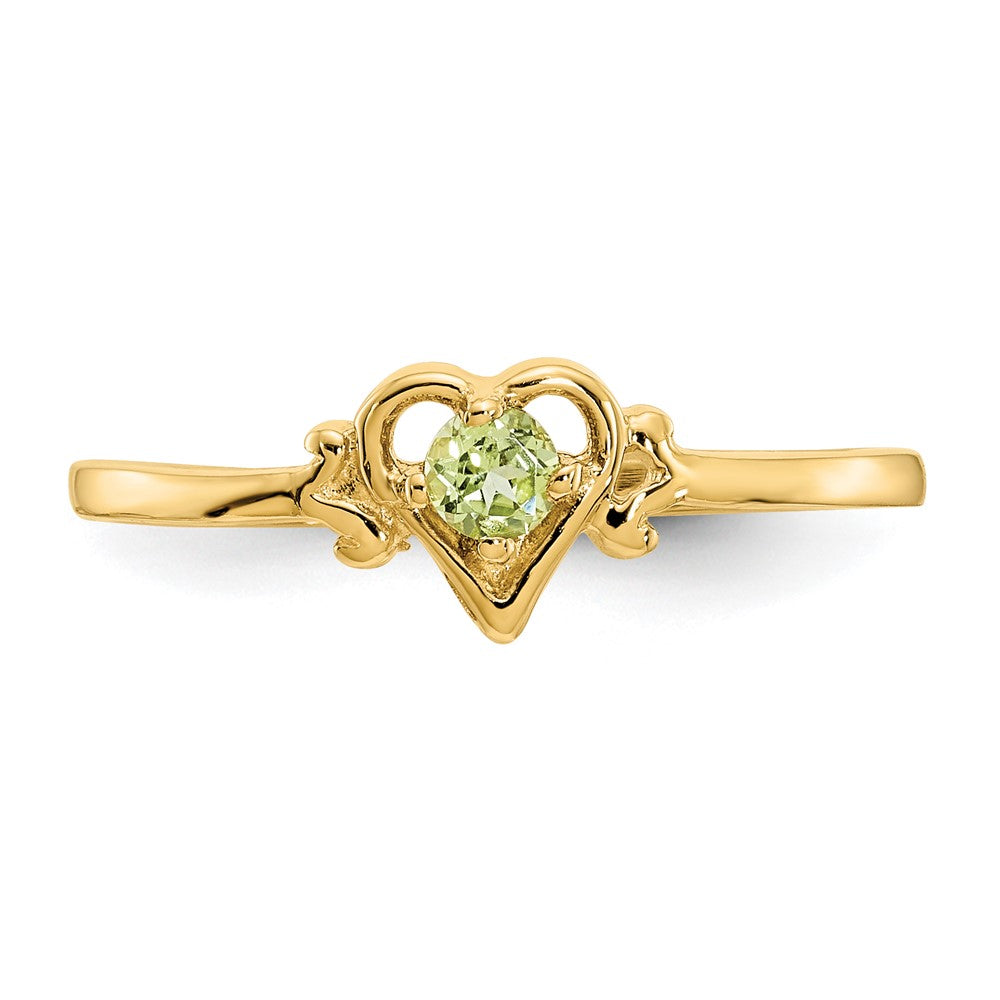 14K Peridot Birthstone Heart Ring