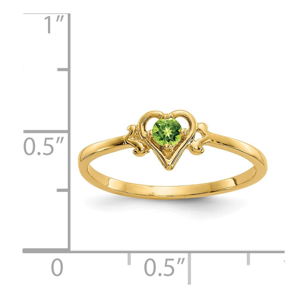 14K Peridot Birthstone Heart Ring