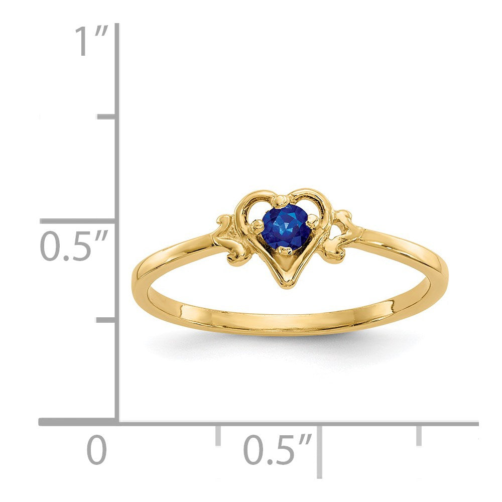 14K Sapphire Birthstone Heart Ring