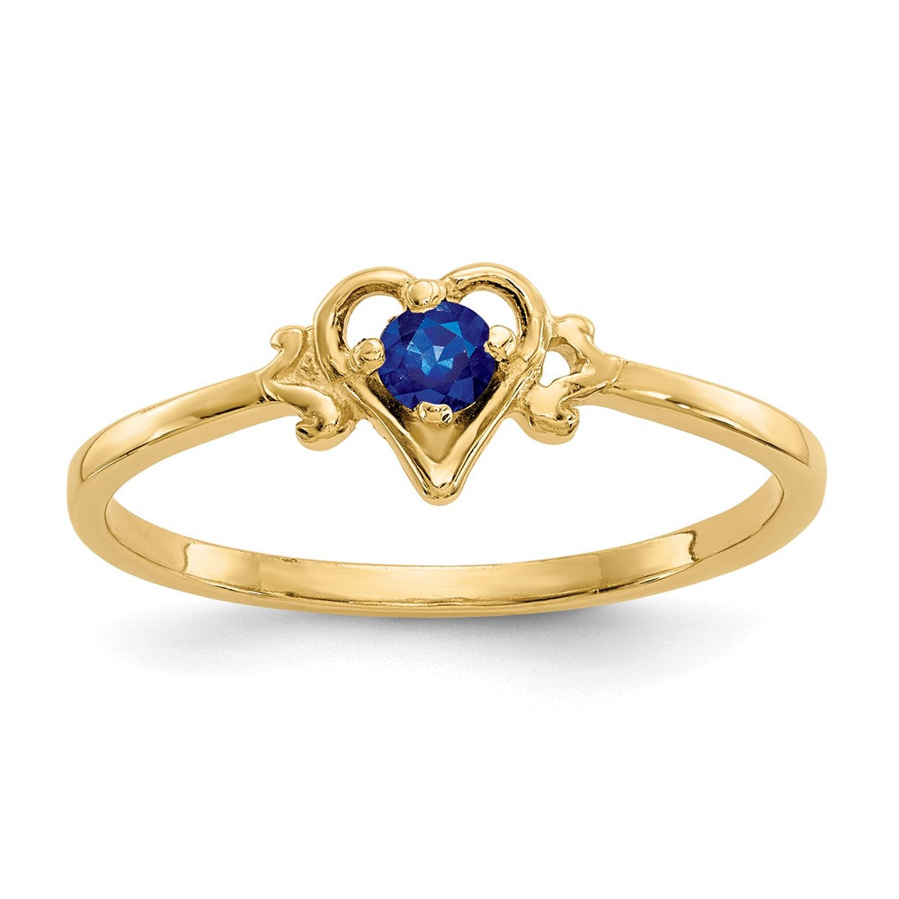 14K Sapphire Birthstone Heart Ring