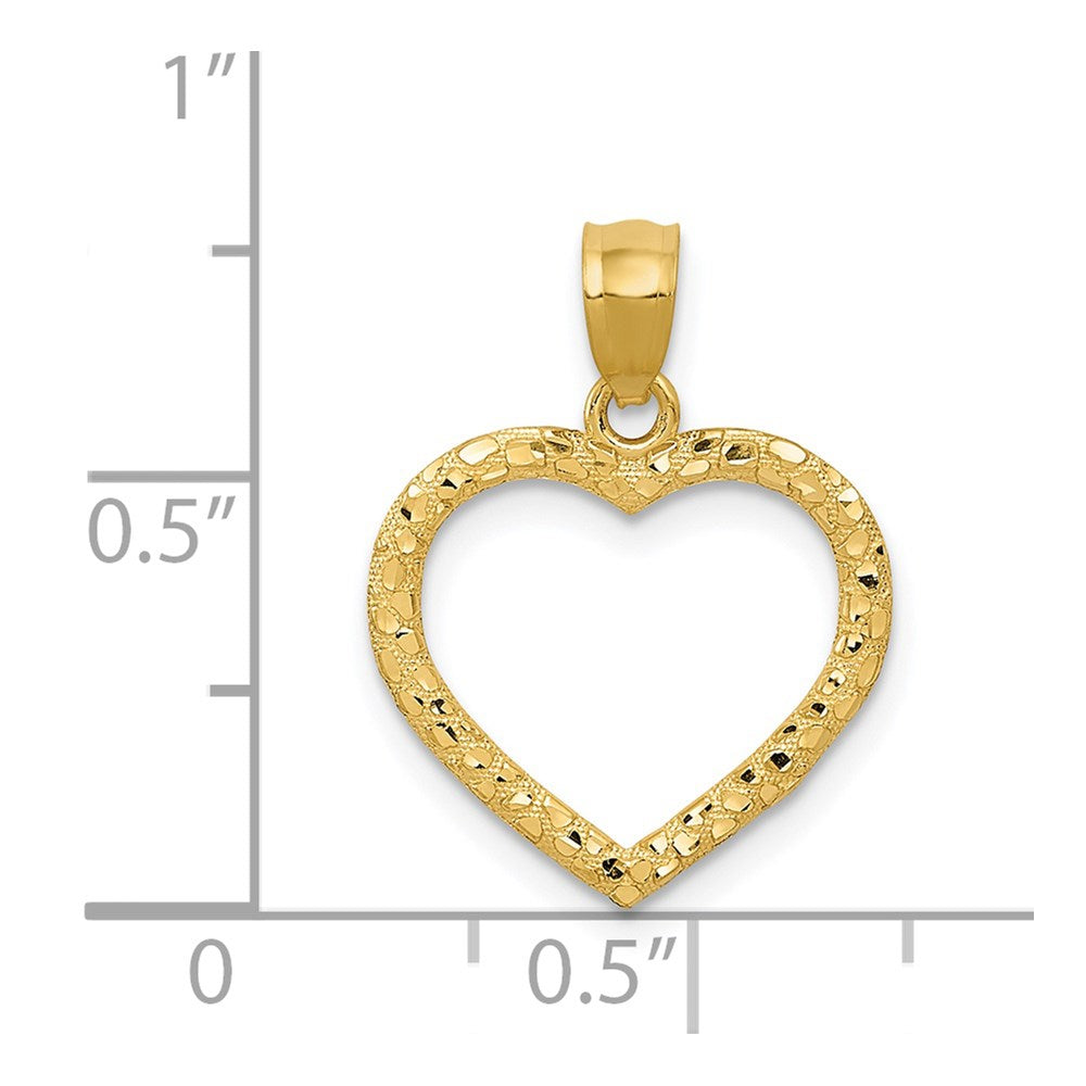 14K Polished and Textured Open Heart Pendant
