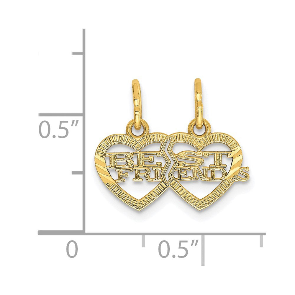 14k Double Heart BEST FRIENDS Break-apart Charm