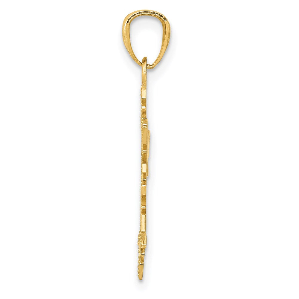 14k Diamond -Cut Snowflake Pendant