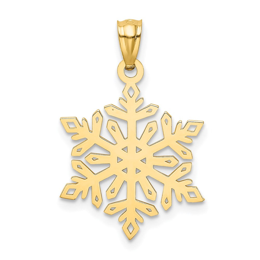 14k Diamond -Cut Snowflake Pendant