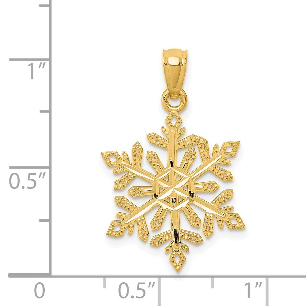 14k Diamond -Cut Snowflake Pendant