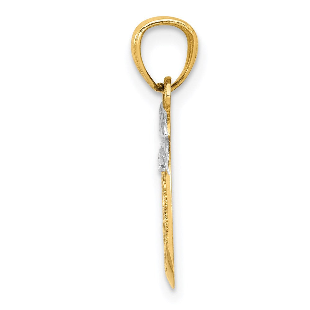 14k with White Rhodium Cut-out New York Skyline in Apple Pendant