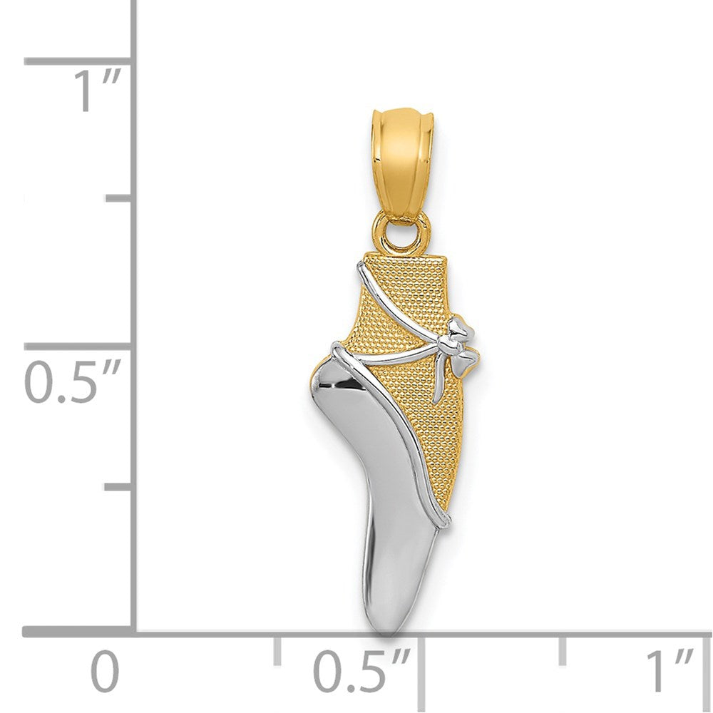 14K w/Rhodium Ballet Shoe Pendant