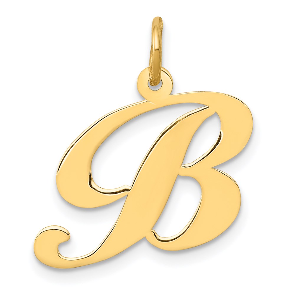 14K Medium Fancy Script Letter B Initial Charm