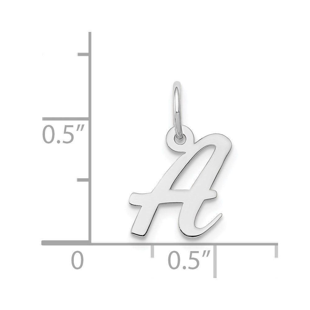14k White Gold Small Script Letter A Initial Charm