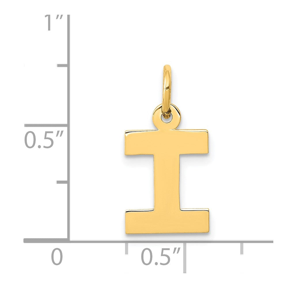 14k Small Block Letter I Initial Charm