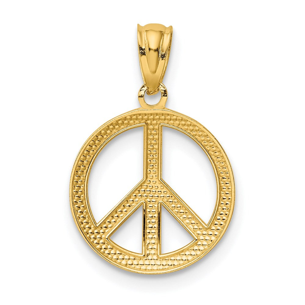 14k Polished Peace Sign Circle Pendant