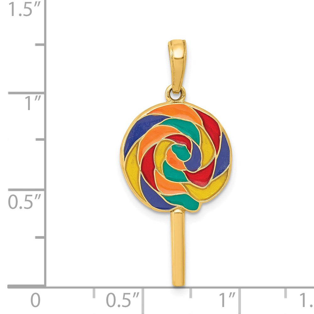 14k 3D Enameled Lollipop Pendant