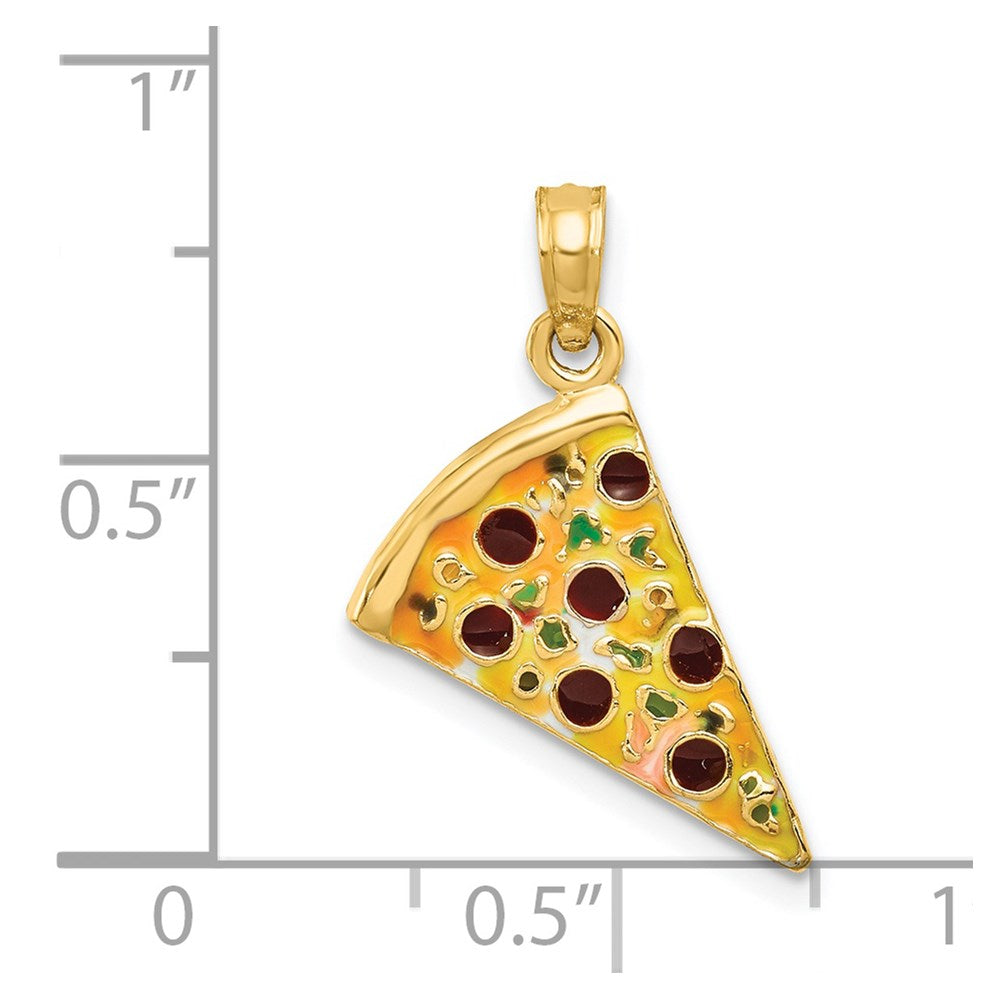 14k Enameled Pizza Slice Pendant