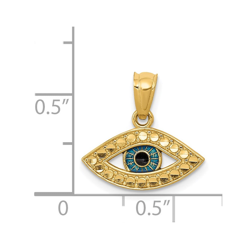 14K Enameled Eye Pendant